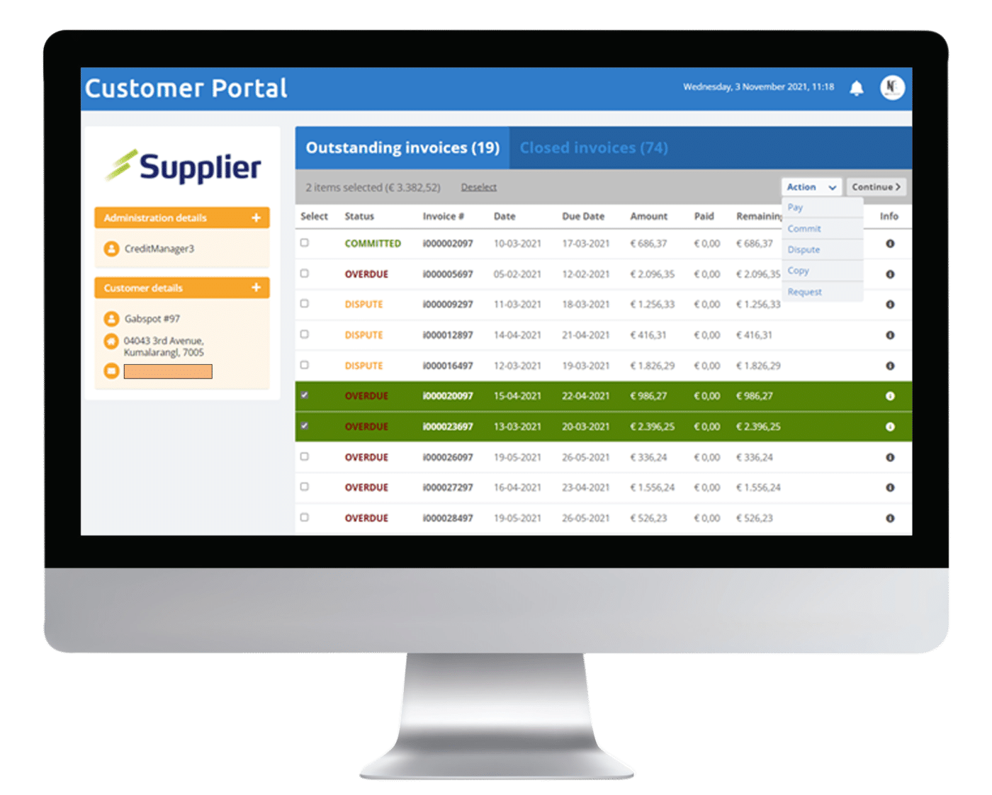 Manage outstanding invoices